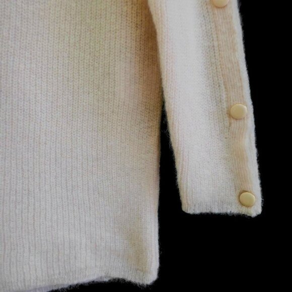 MoHaiR ALPaCa Blend Sezane Sweater Crew Blush Pink Buttons Down Arm Italy M - Picture 5 of 12